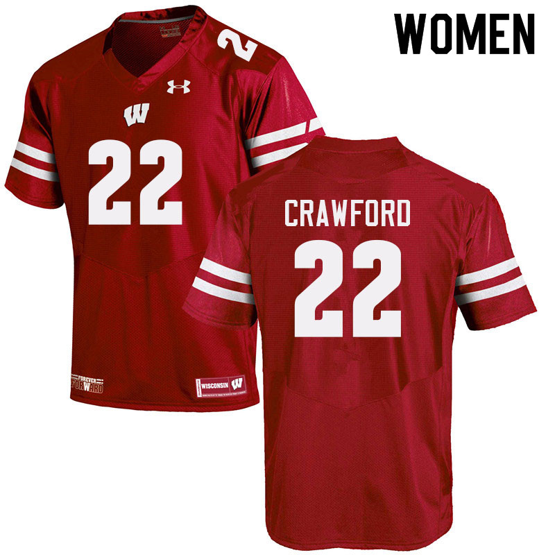 Wisconsin Badgers Women's #22 Loyal Crawford NCAA Under Armour Authentic Red College Stitched Football Jersey EG40O44EQ